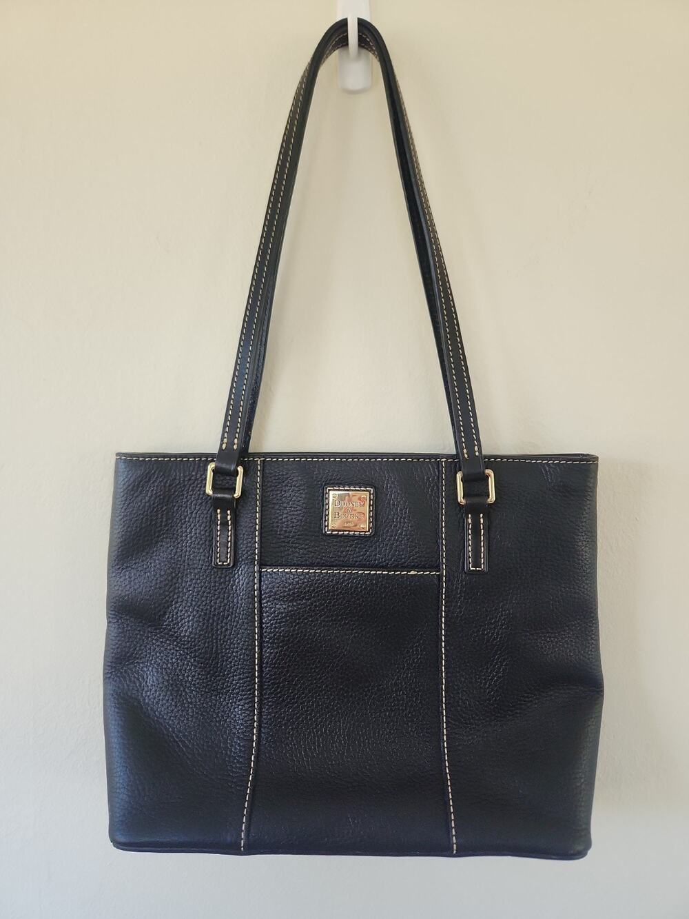 DOONEY & BOURKE Medium. Lexington Black Pebbled Leather w/ Black Straps Tote Bag